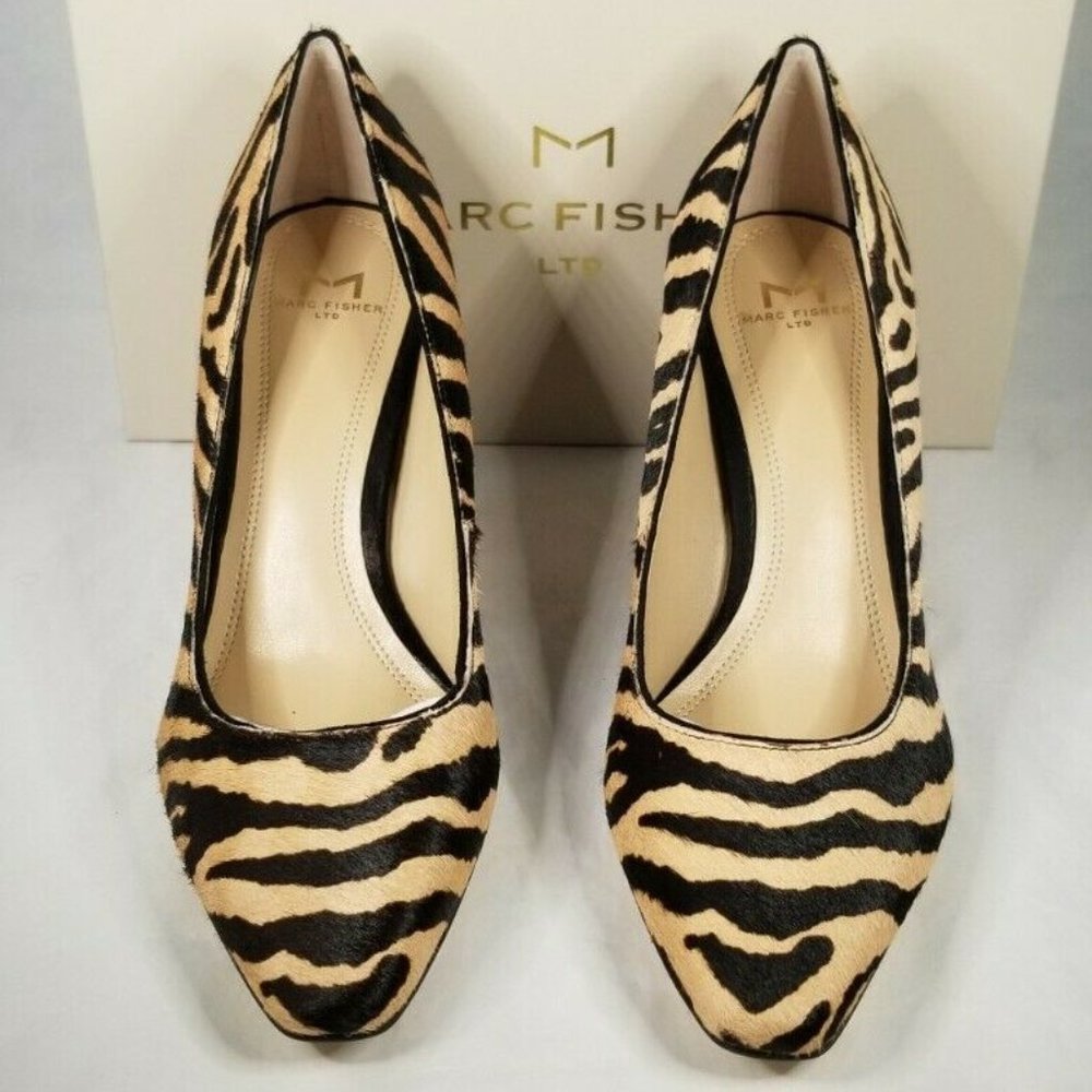 Marc Fisher Razilily Calf Hair Zebra Pumps Heels 6